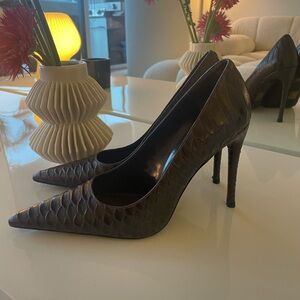 Jeffrey Campbell Dark Brown Croc-Embossed Heels